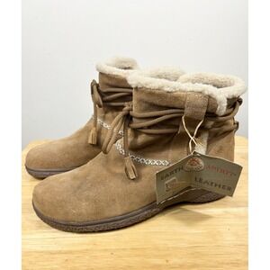 Earth Spirit Paula Women's Brown Suede Faux Fur Ankle Boots 9.5 Comfort Winter
